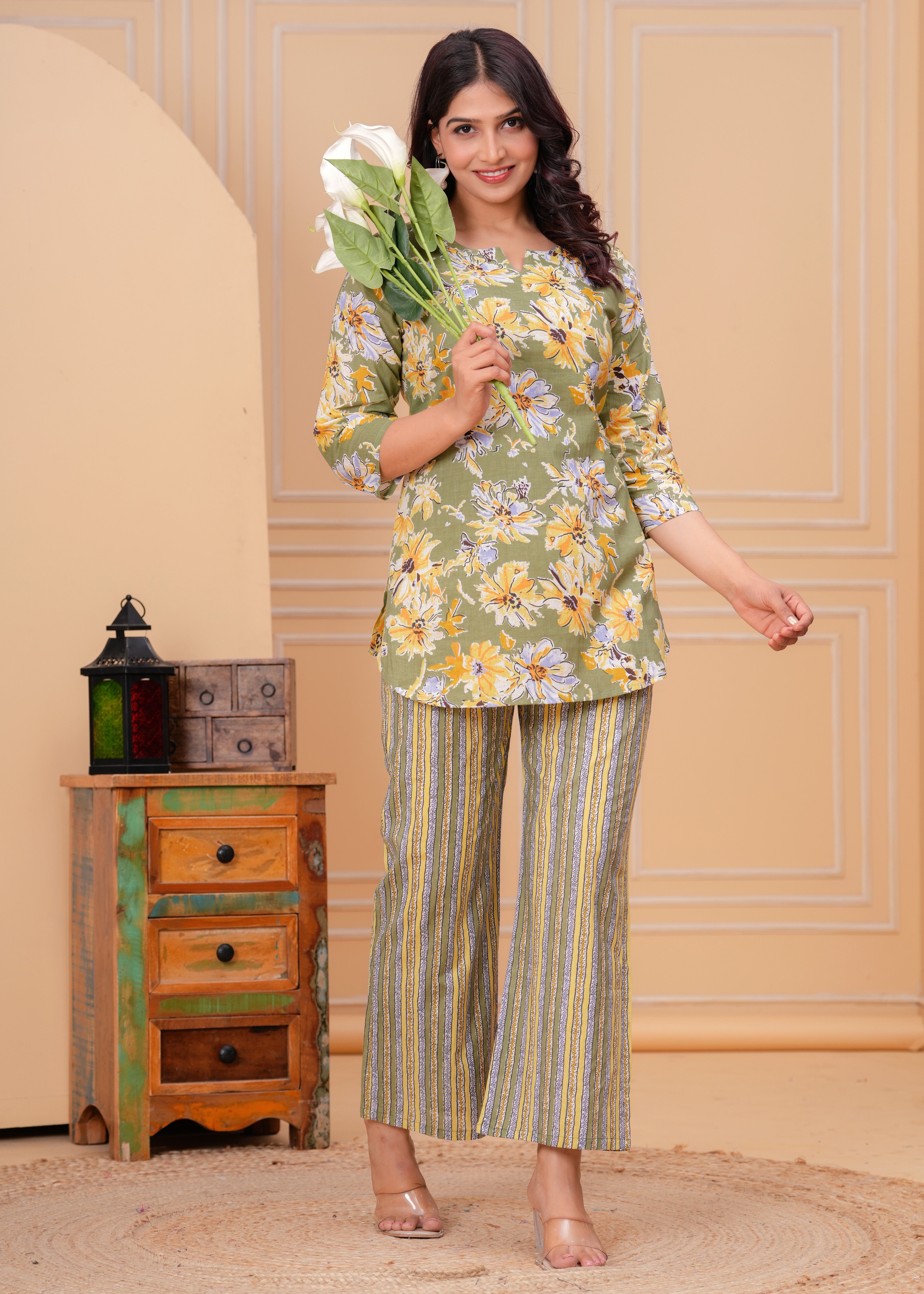 Blooming Green Floral Cotton Printed Co-ord Set